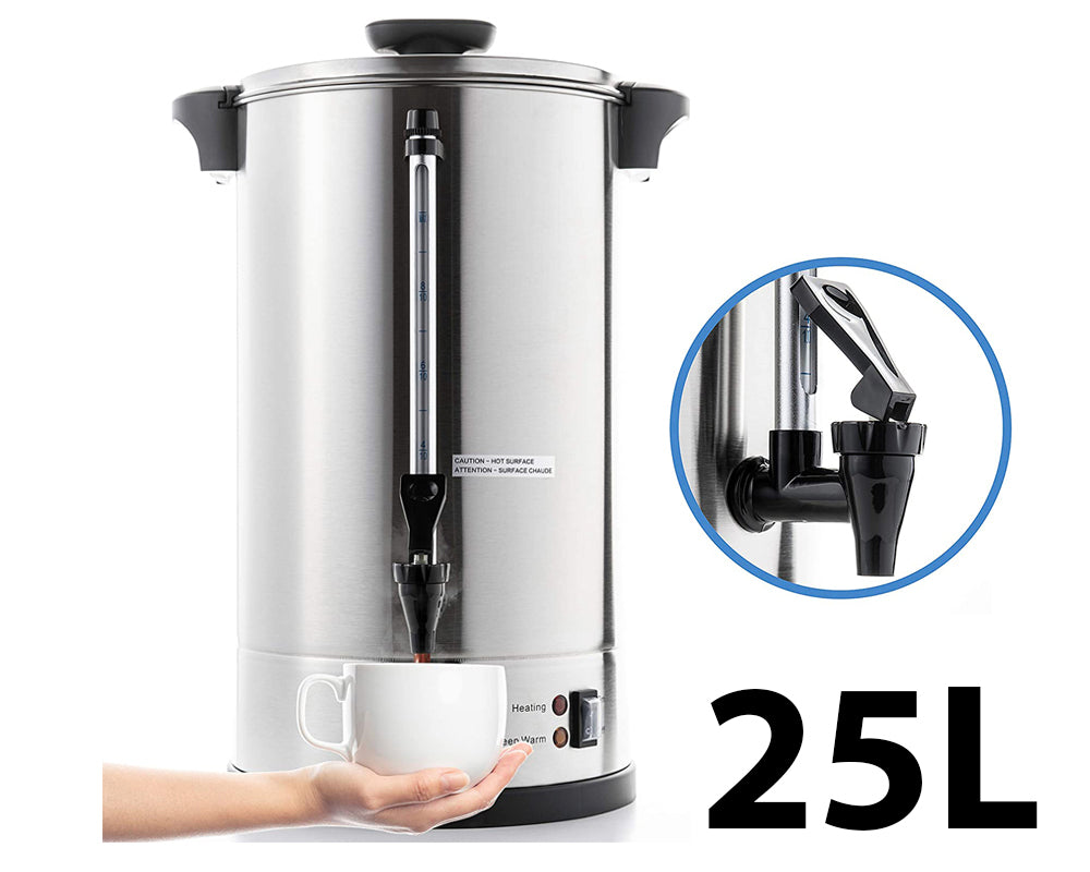 Commercial Grade Stainless Steel Coffee Hot Water Urn – 25L Capacity for Catering