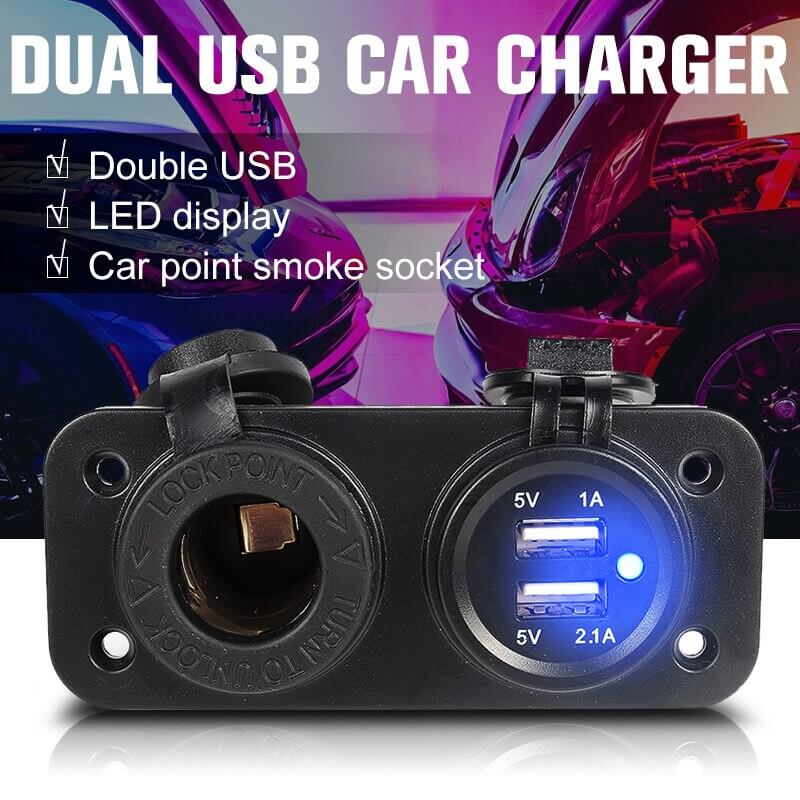 Car Plug Lighter Socket USB Ports 12V