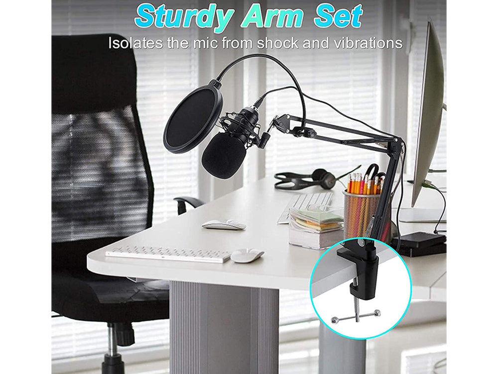 USB Condenser Microphone Mic with Stand