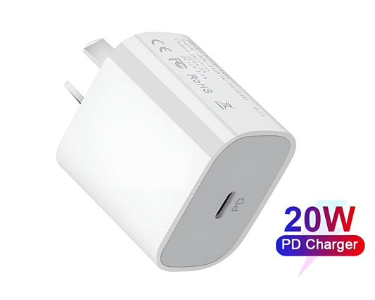 20W PD Charger for iPhone – USB-C Fast Charging Power Adapter