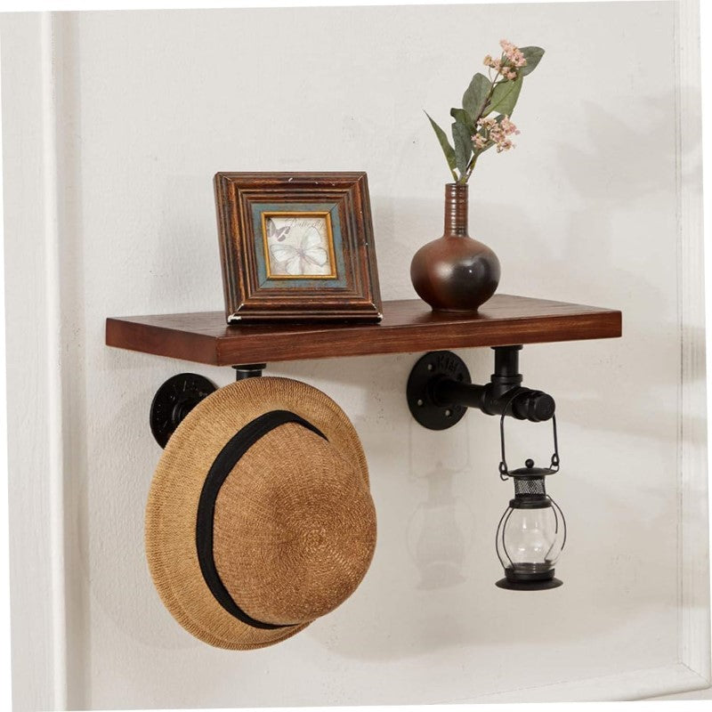 Set of 2 Industrial Iron Pipe Shelving Brackets