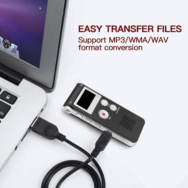 Solid Spikes 8GB Digital Voice Recorder – Audio MP3 Player, Rechargeable LCD Sound Dictaphone Device