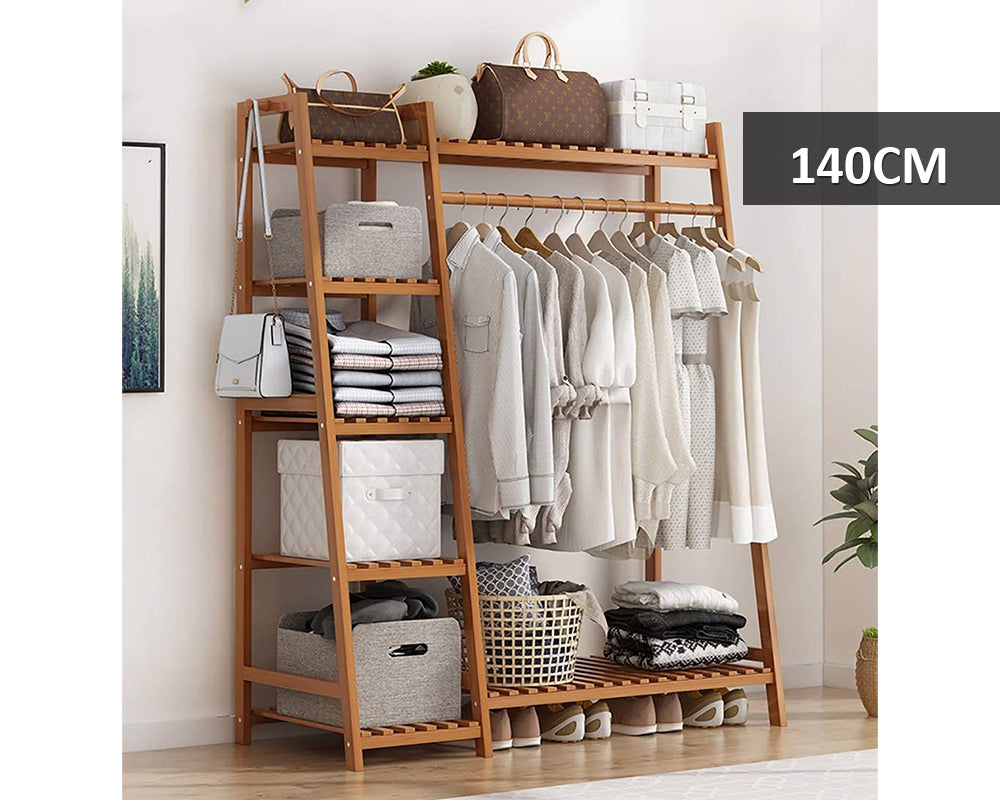 Freestanding Coat Clothing Garment Rack with Storage Shelf, 5-Tier Clothes Organizer Shelf with Shoe Rack for Household Retail
