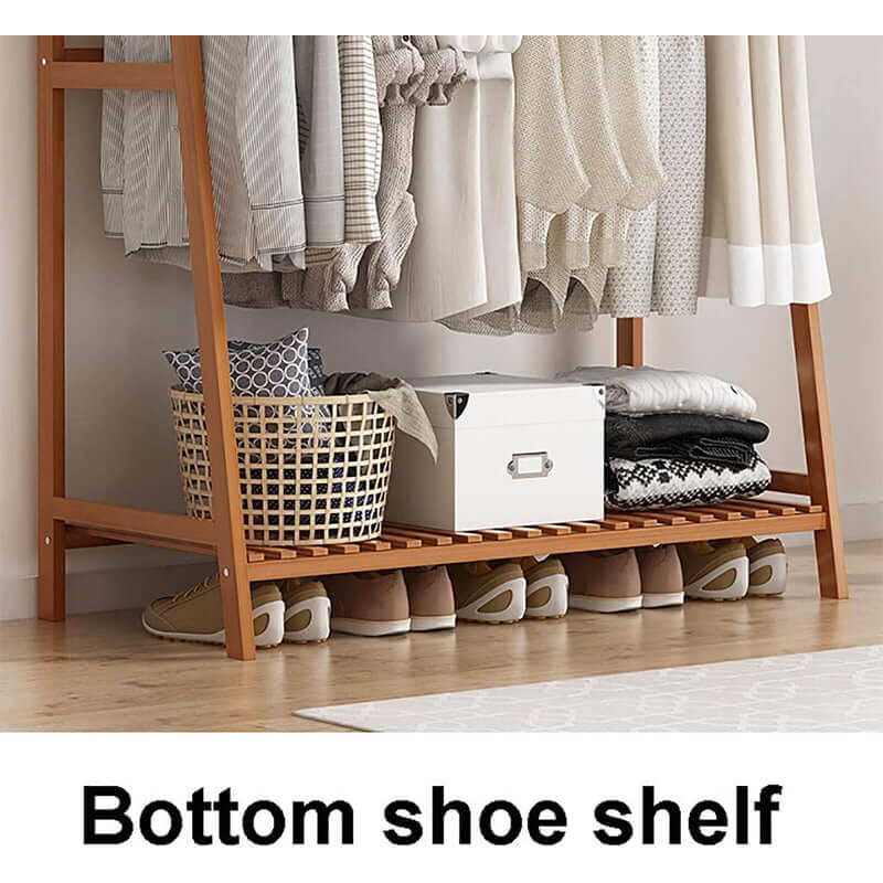 Freestanding Coat Clothing Garment Rack with Storage Shelf, 5-Tier Clothes Organizer Shelf with Shoe Rack for Household Retail