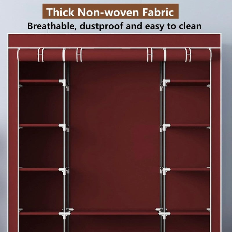 Portable Closet Wardrobe – Large Fabric Storage Organizer with Shelves and Hanging Rod
