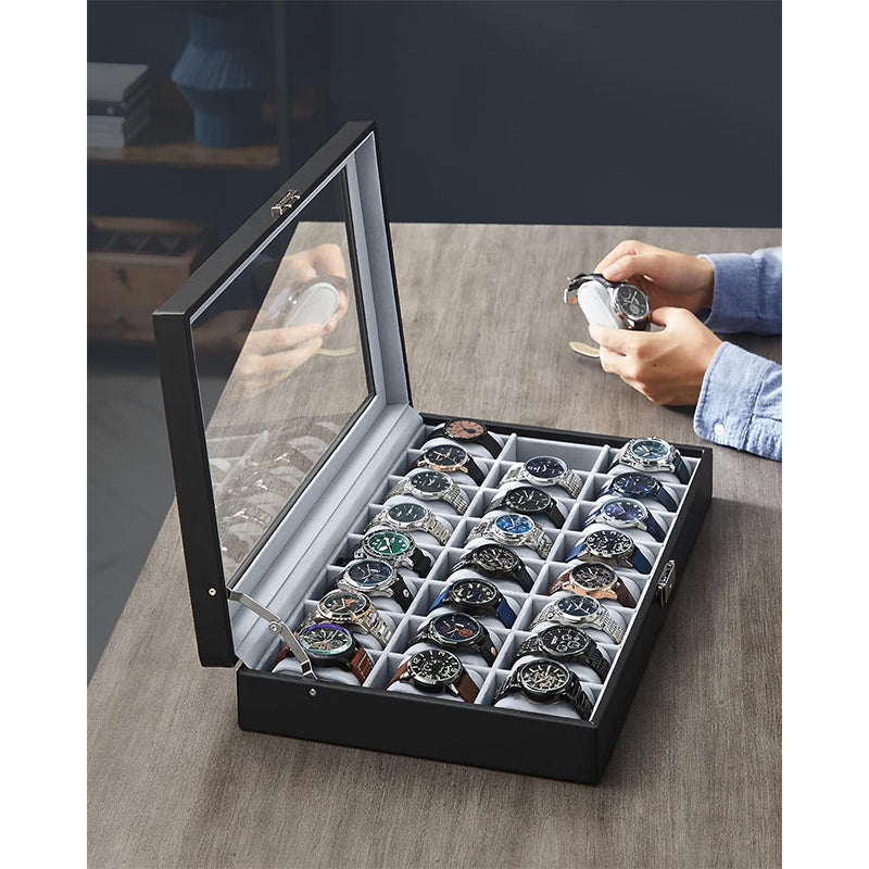 24 Slot Watch Box Organizer, Watch Display Case, Jewelry Display Case
