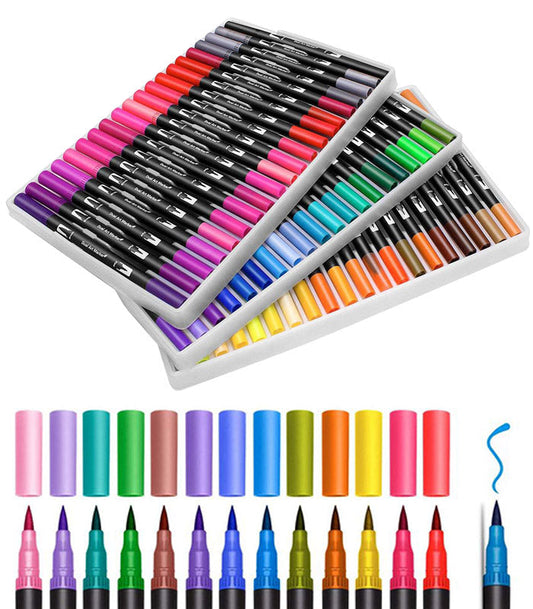60 Piece Dual Tip Watercolour Marker Pen Set