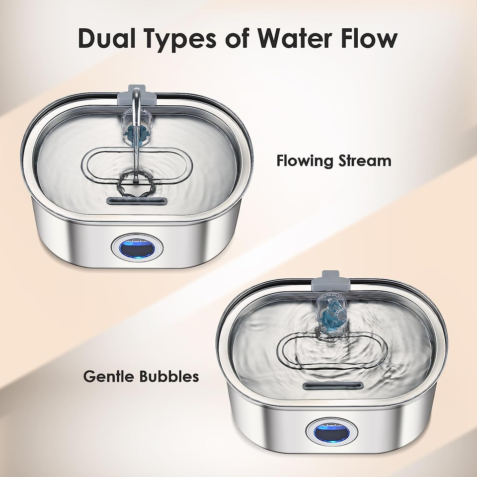 Stainless Steel Cat Water Fountain – 3.2L Water Dispenser with Dual Filter System