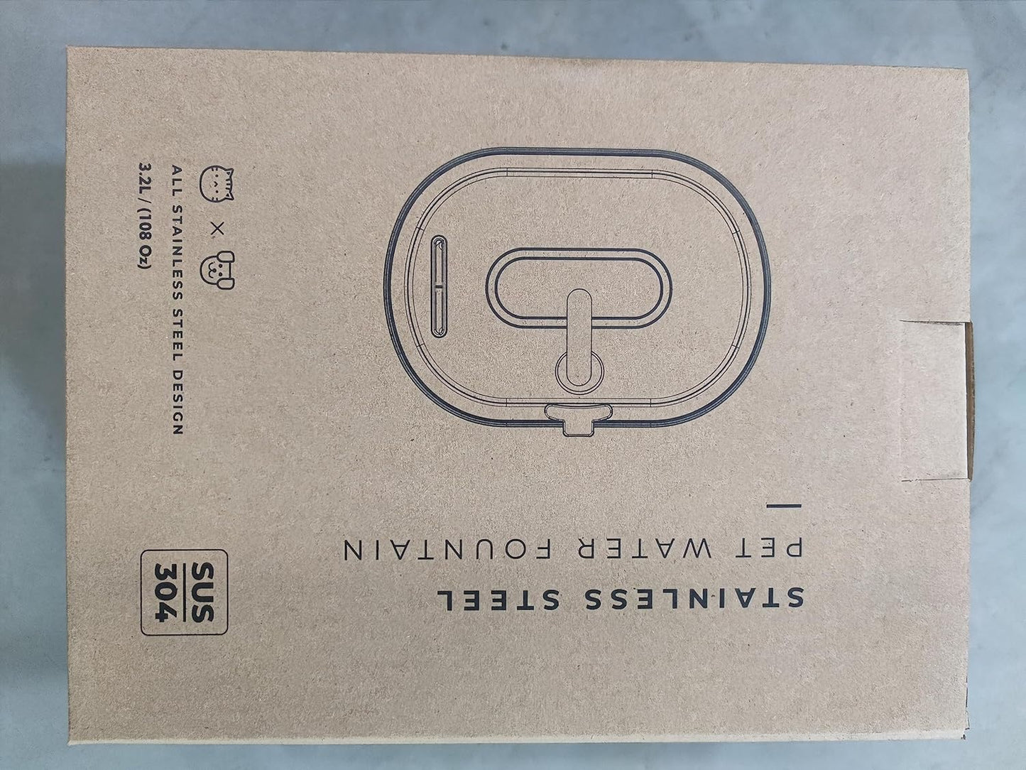 Stainless Steel Cat Water Fountain – 3.2L Water Dispenser with Dual Filter System