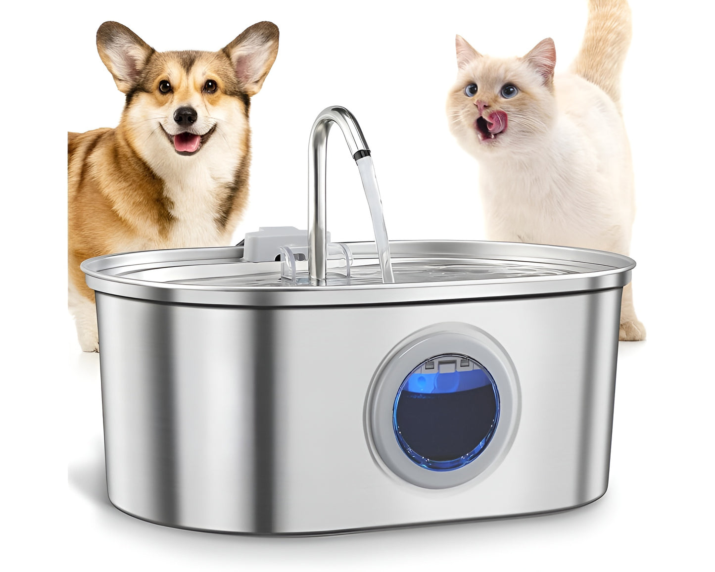 Stainless Steel Cat Water Fountain - 3.2L Water Dispenser with Dual Filter System