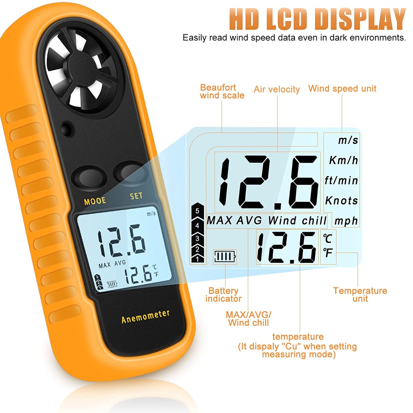 Wind Speed Meter Anemometer Digital Wind Speed Meter