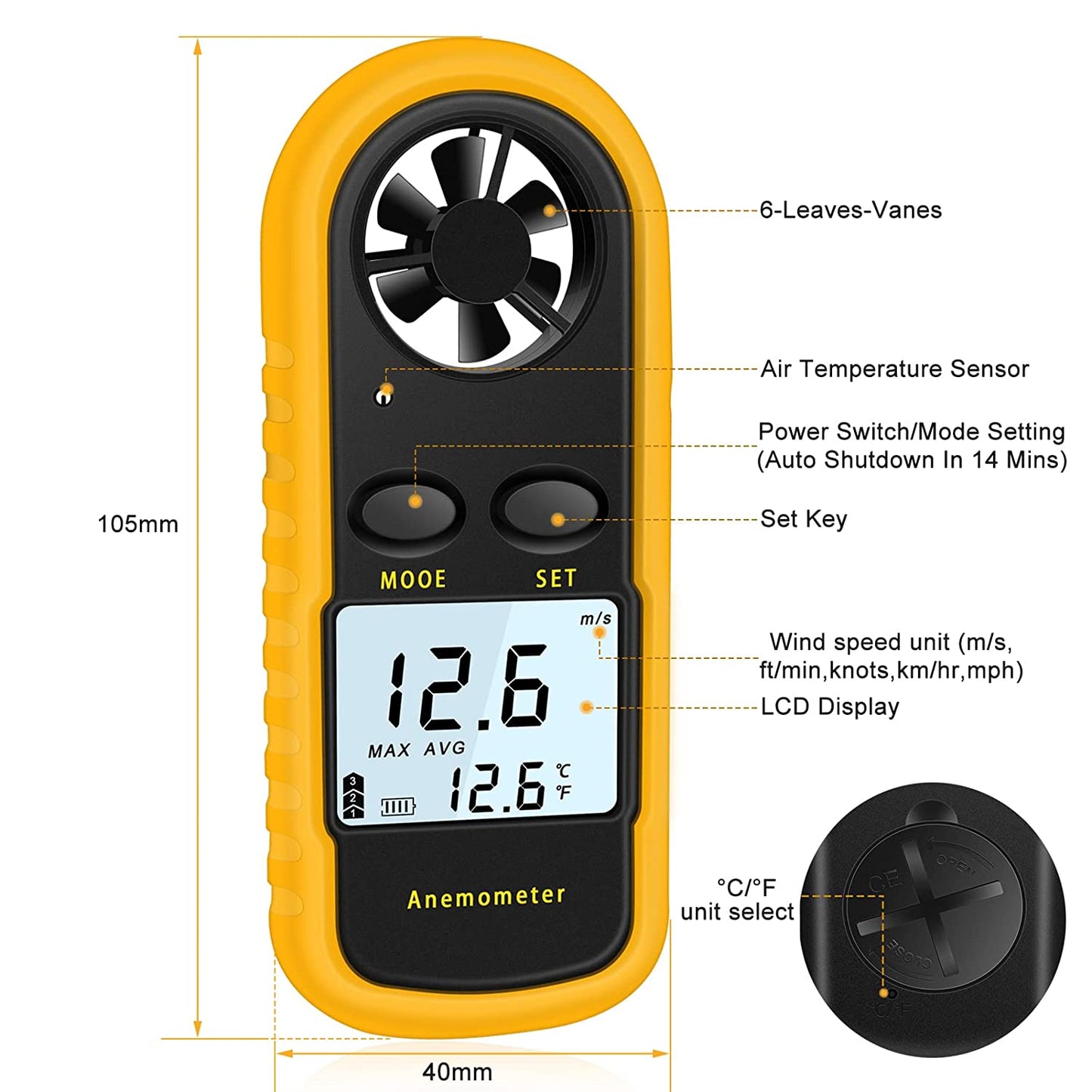 Wind Speed Meter Anemometer Digital Wind Speed Meter