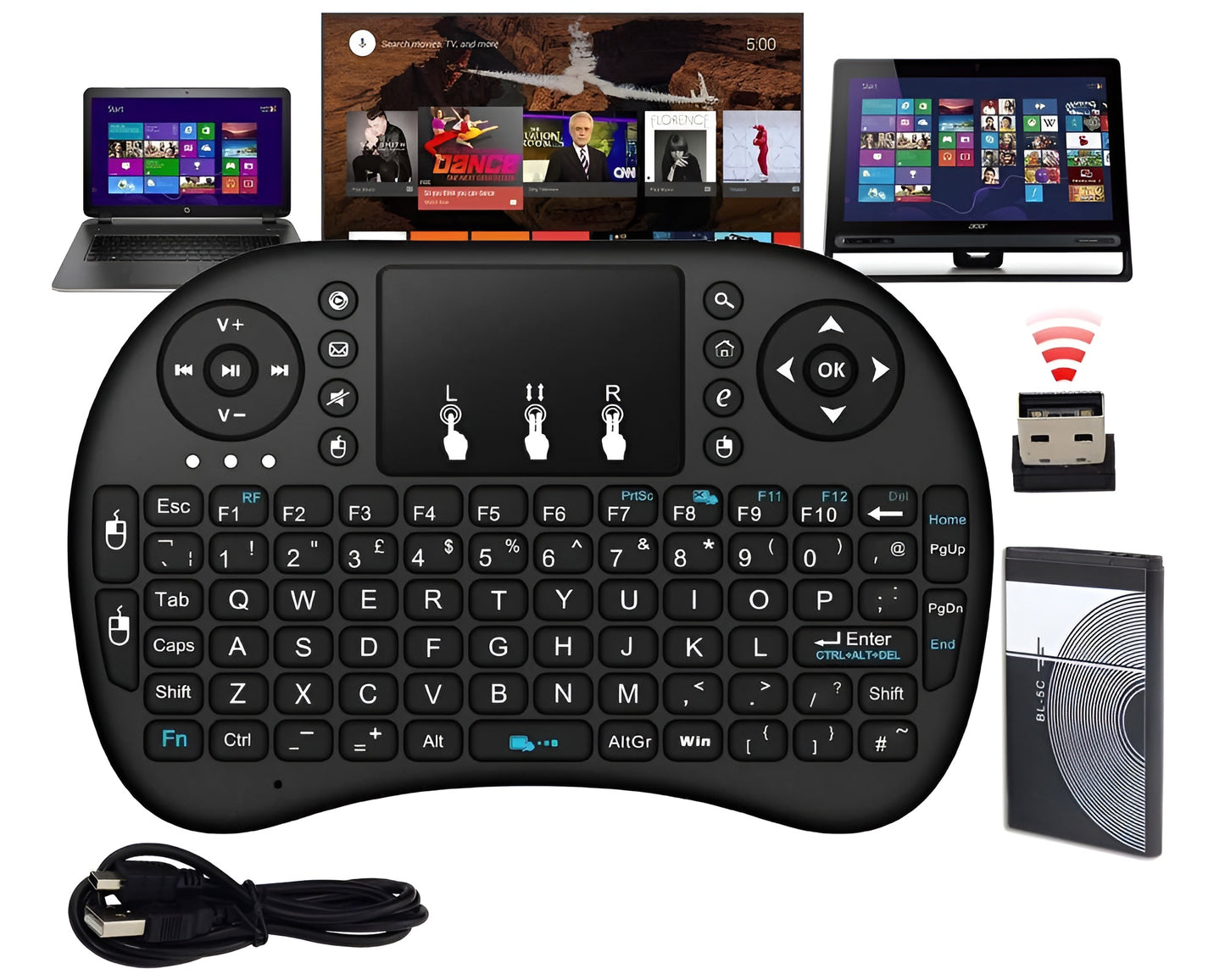 Wireless TV Keyboard - Mini Wireless TV Keyboard with Touchpad for Smart TV
