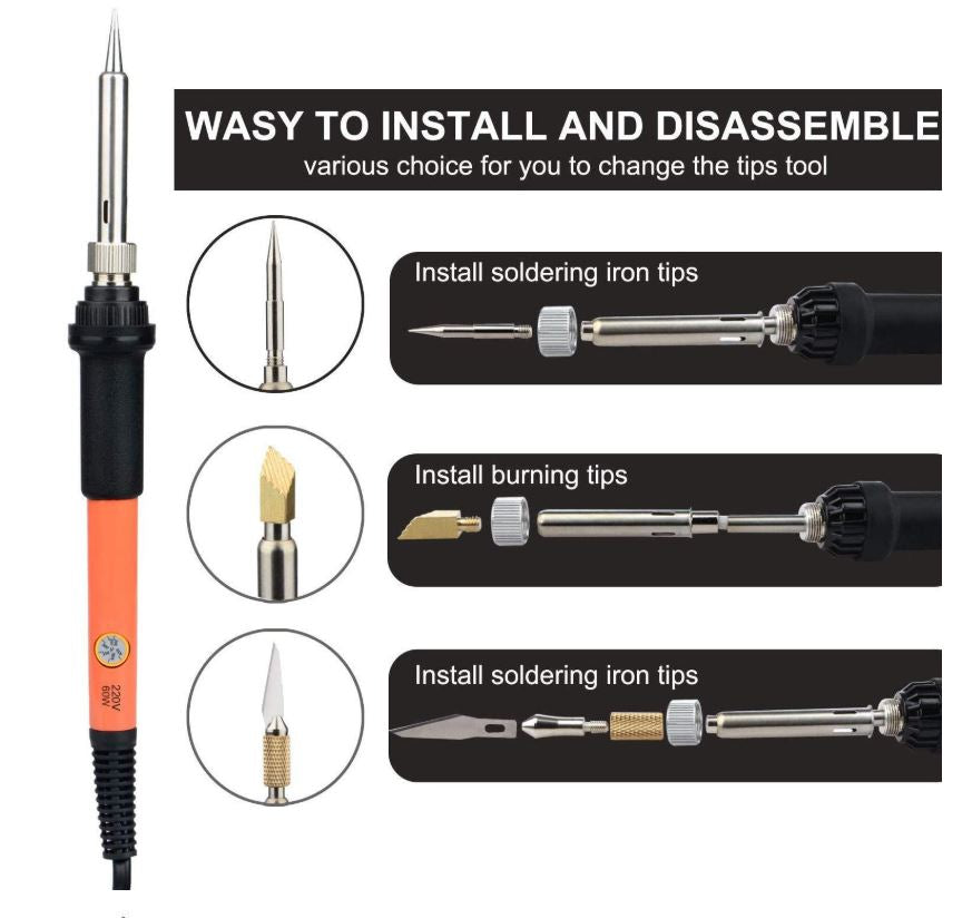 Wood Burning Kit Temperature Soldering Pyrography Pen Tips For Wood Burning, Soldering, Carving, Embossing