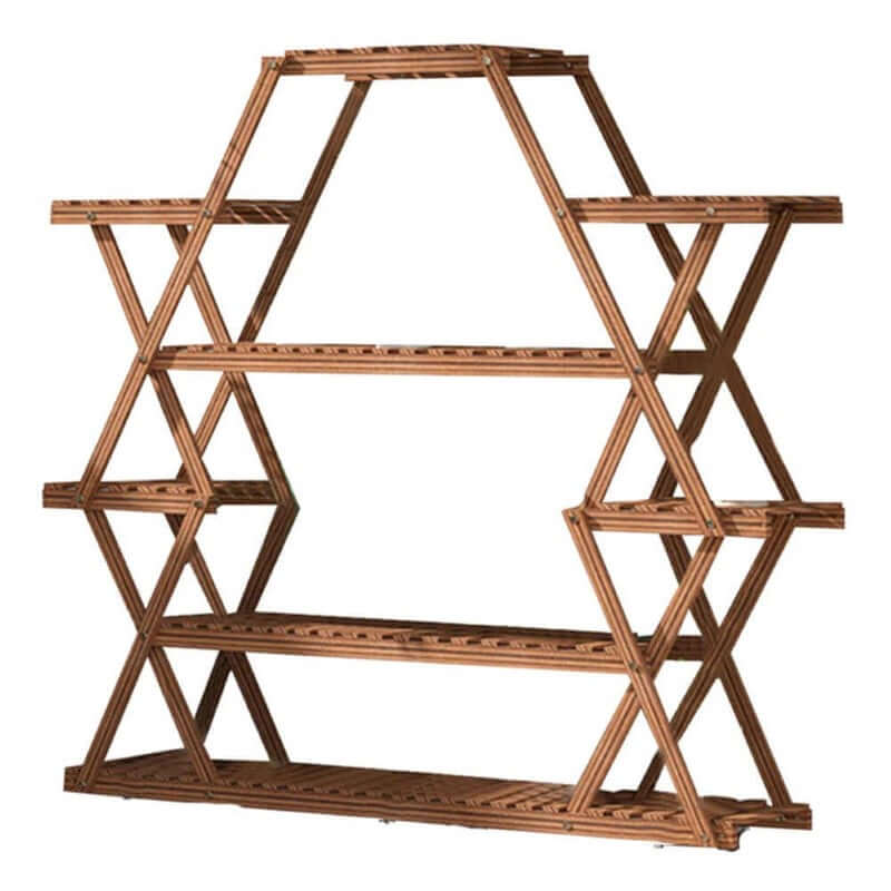 6-Tier 15 Pots Wooden Plant Flower Display Stand Wood Shelf Storage Rack Holder Succulents Planter for Garden Patio Balcony