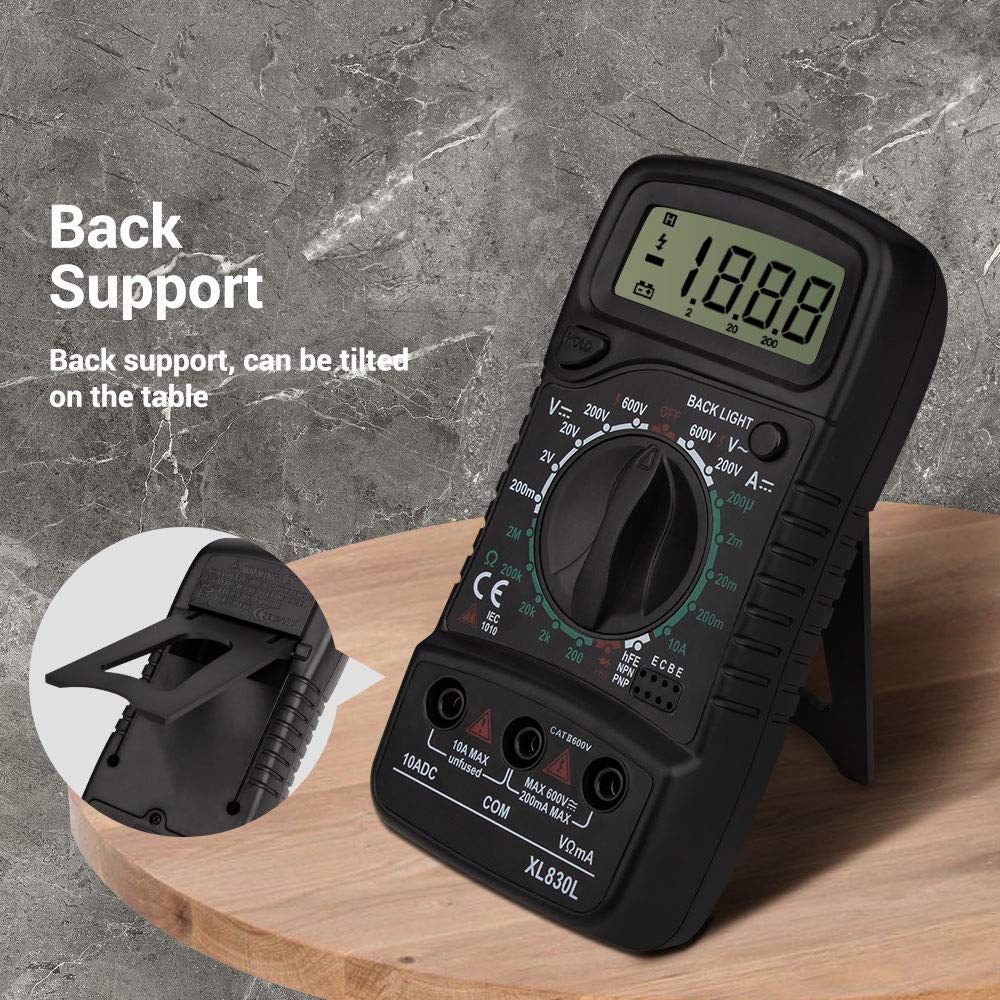 Handheld Digital Multimeter + Test Probes Large Backlit Lcd XL830L