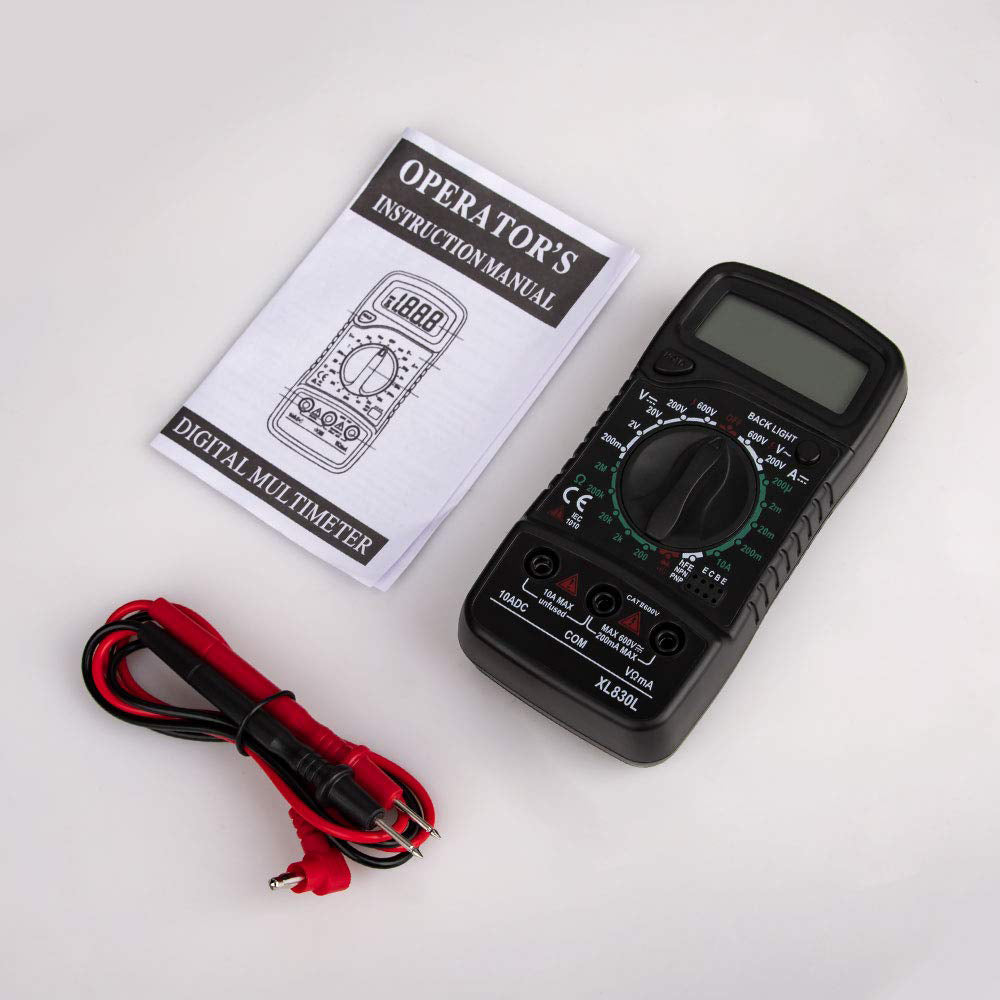 Handheld Digital Multimeter + Test Probes Large Backlit Lcd XL830L