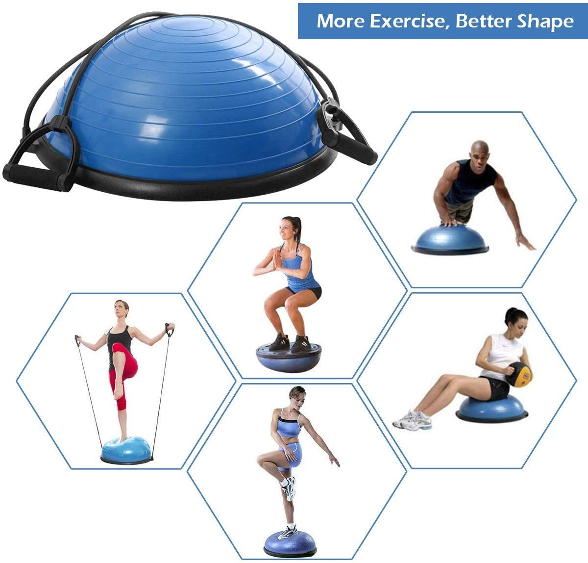 Balance Ball Yoga Home Fitness Trainer Exercise w Resistance Straps