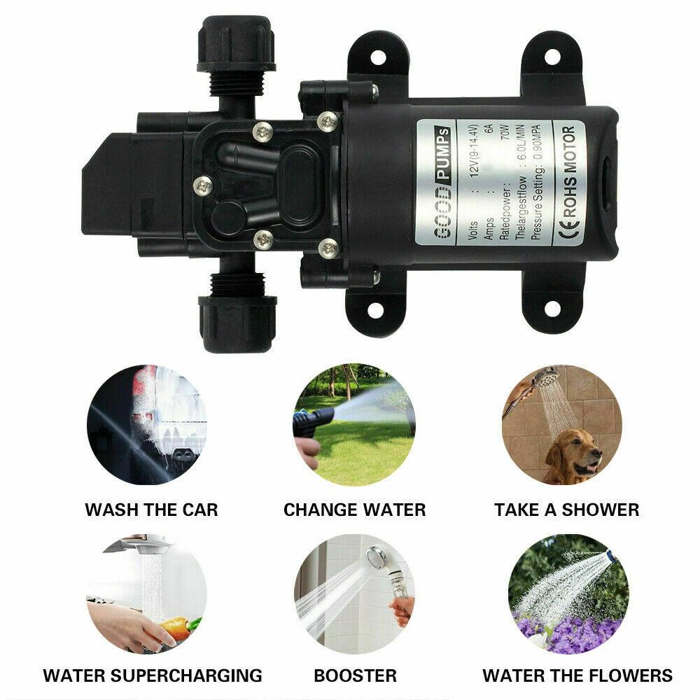 70W Water Pump 6L/Min 12V 130PSI High Pressure Self-Priming for Caravan, Camping, Boat – Durable and Versatile Pump