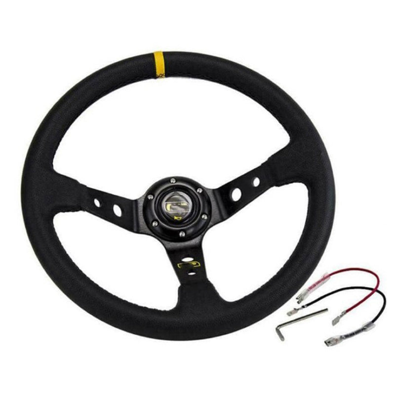 350MM Steering Wheel - Suede Leather Alloy Spokes