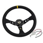 350MM Steering Wheel - Suede Leather Alloy Spokes