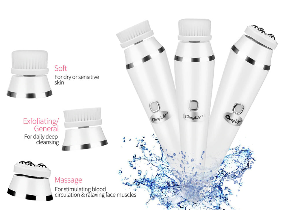 3 In 1 Multi function Electric Face Facial Cleansing Brush Spa Mini Skin Care