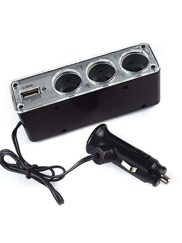 Cigarette Lighter Socket Car Charger Splitter with 1 USB Port, 12-24V Car Auto Power Adapter