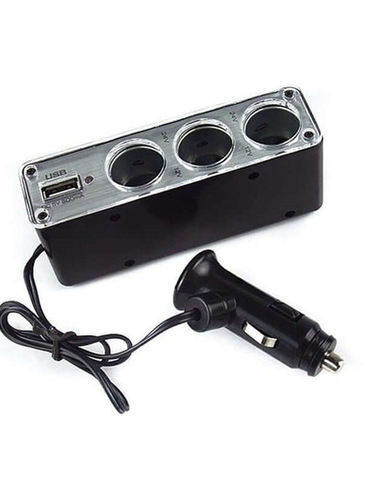 Cigarette Lighter Socket Car Charger Splitter with 1 USB Port, 12-24V Car Auto Power Adapter