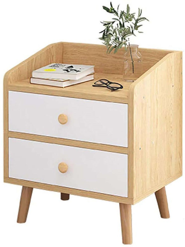 Nightstand Bedside Table – 2 Drawer Wooden Side Table for Bedroom & Living Room