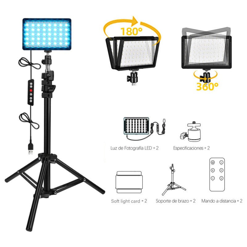 3Pcs 70 LED Video Light with Tripod Stand 1.2M