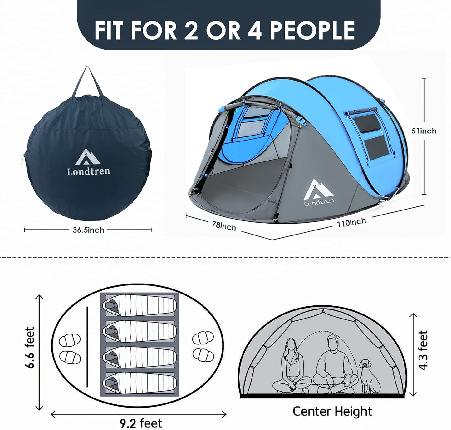 2-3 Person Pop Up Camping Tent