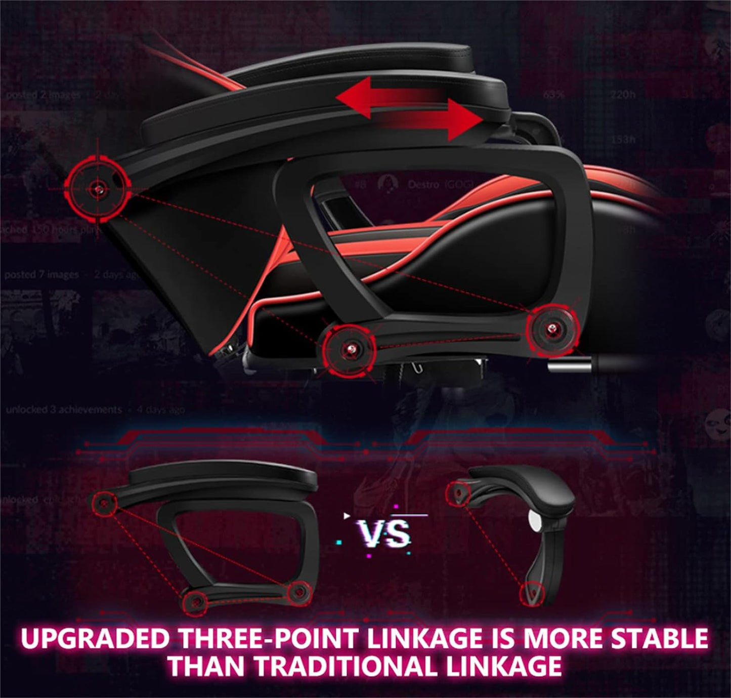 Gaming Chair with RGB Lights – Ergonomic Gaming Chair with Footrest & Speakers