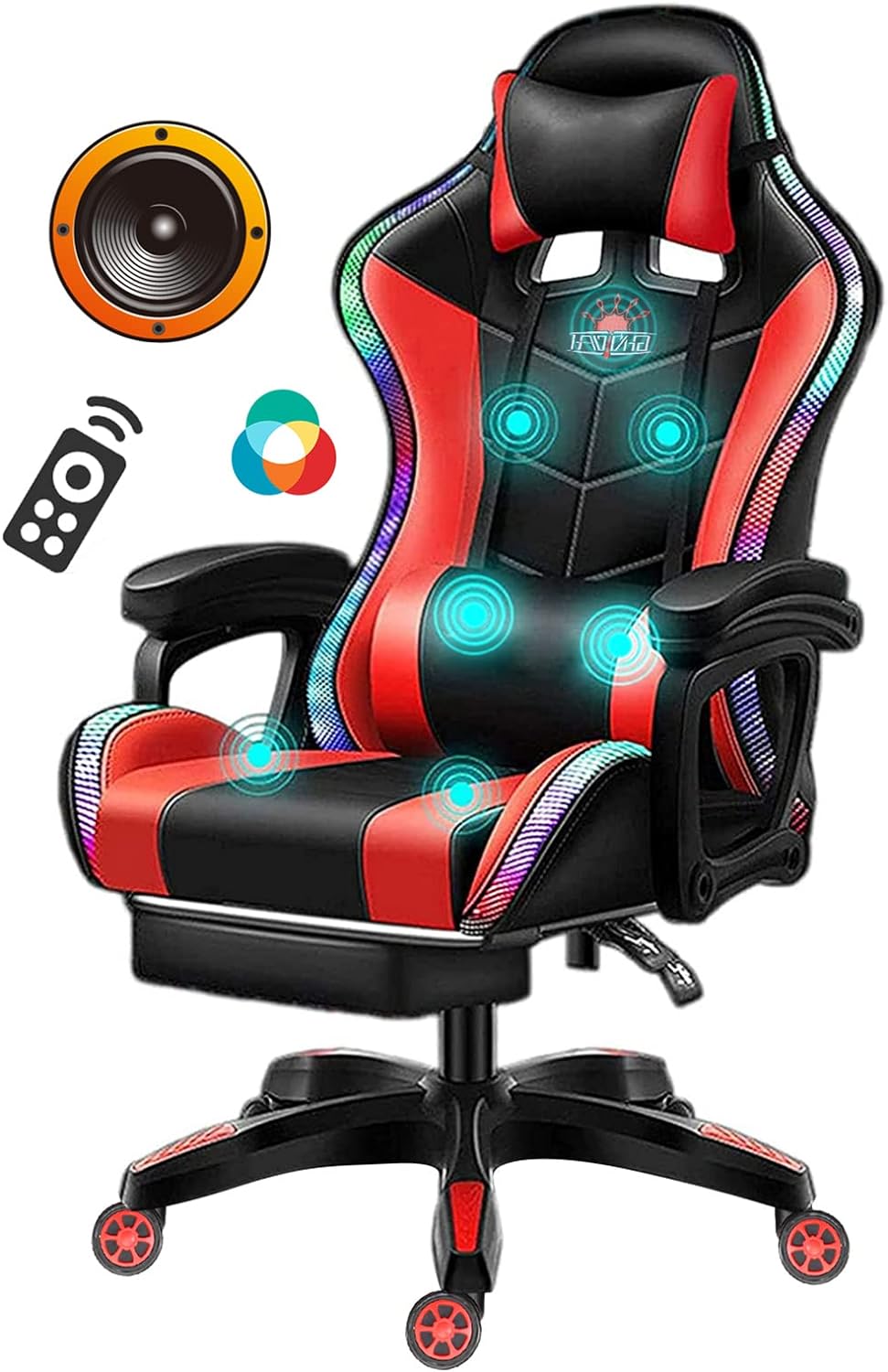 Gaming Chair with RGB Lights – Ergonomic Gaming Chair with Footrest & Speakers
