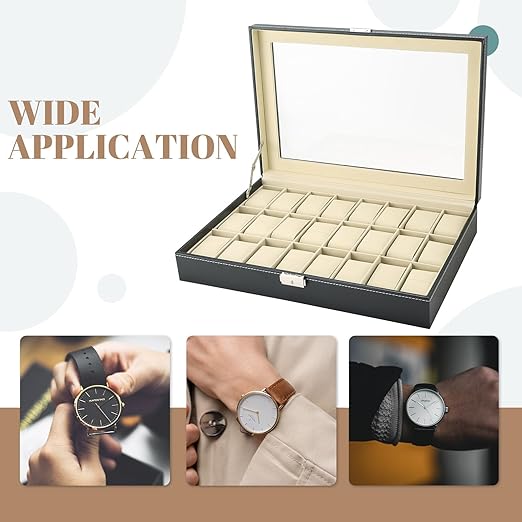 24 Slot Watch Box Organizer, Watch Display Case, Jewelry Display Case