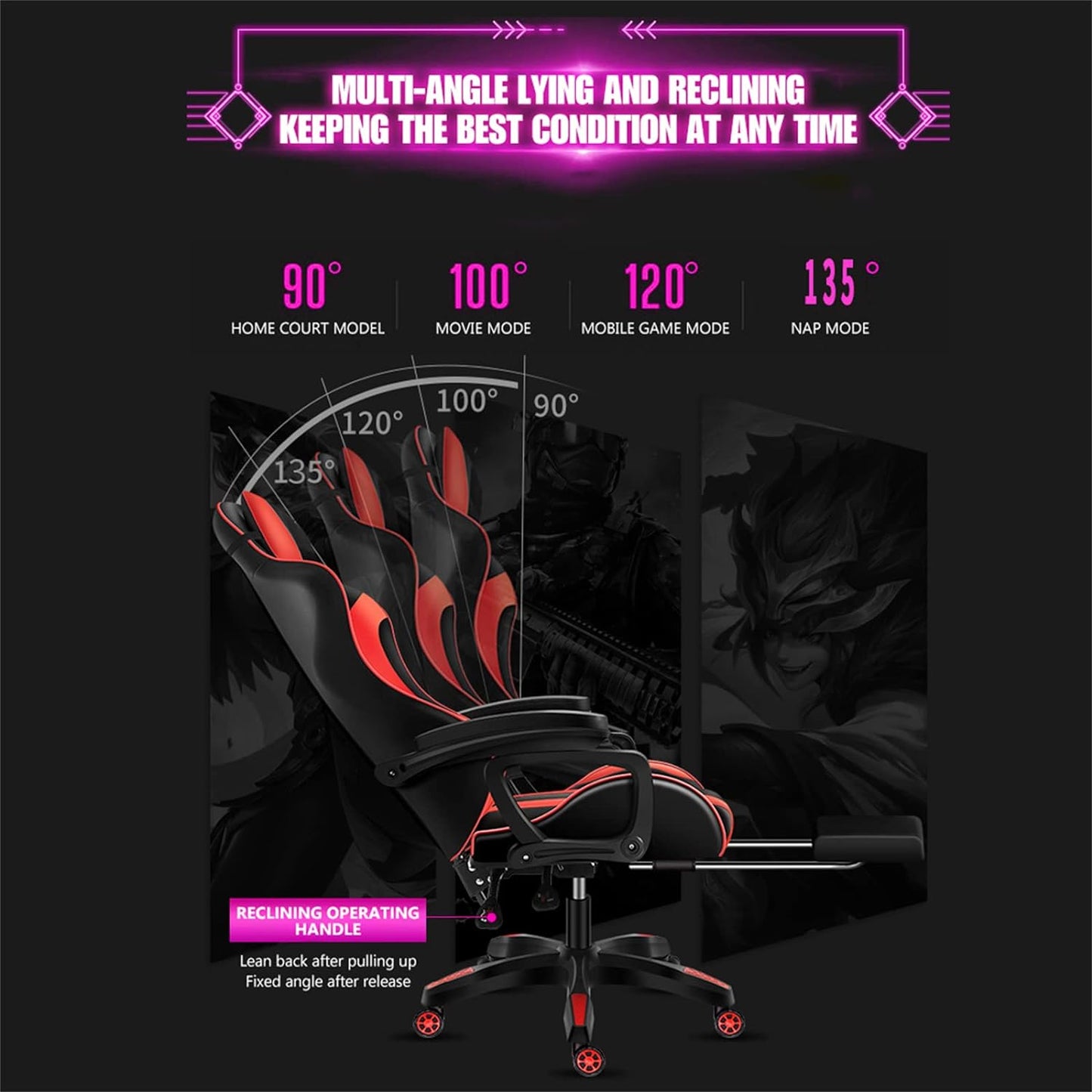 Gaming Chair with RGB Lights – Ergonomic Gaming Chair with Footrest & Speakers