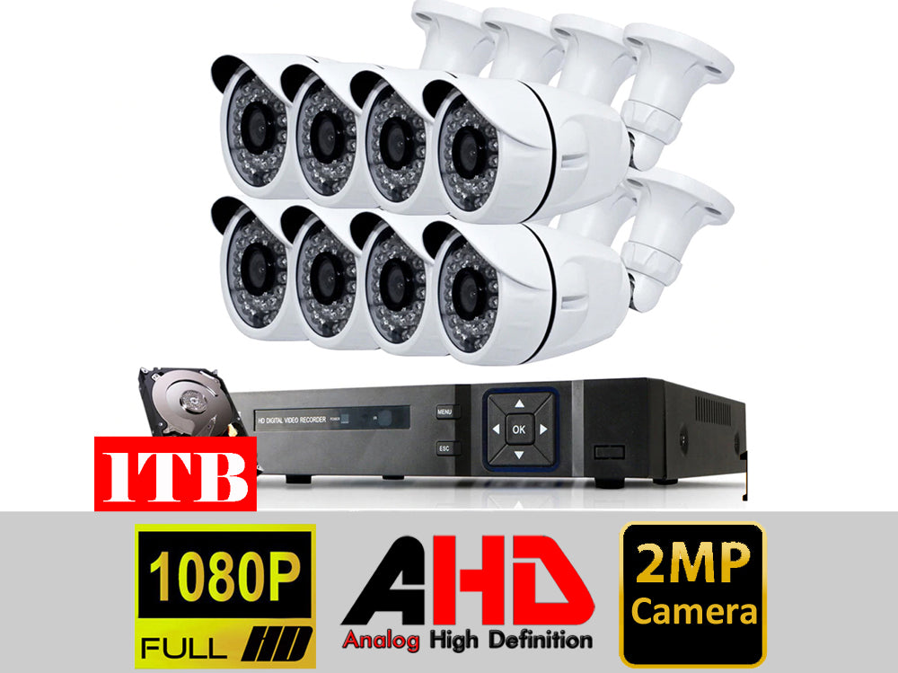 2MP 8 Channel 1080P DVR Security Camera System with 1TB Hard Drive