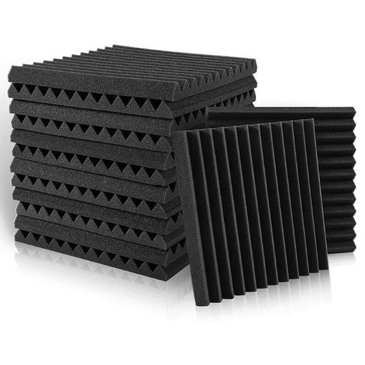 Sound Absorbing Panels 10 Pack - Acoustic Foam Wedge Tiles (30x30cm) - High Density for Studios and Media Rooms