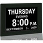 Digital Calendar Alarm Day Clock - 8” Screen Display, AM/PM, 5 Alarms, for Extra Impaired Vision People, The Aged Seniors, The Dementia, Wall Mounted, Black