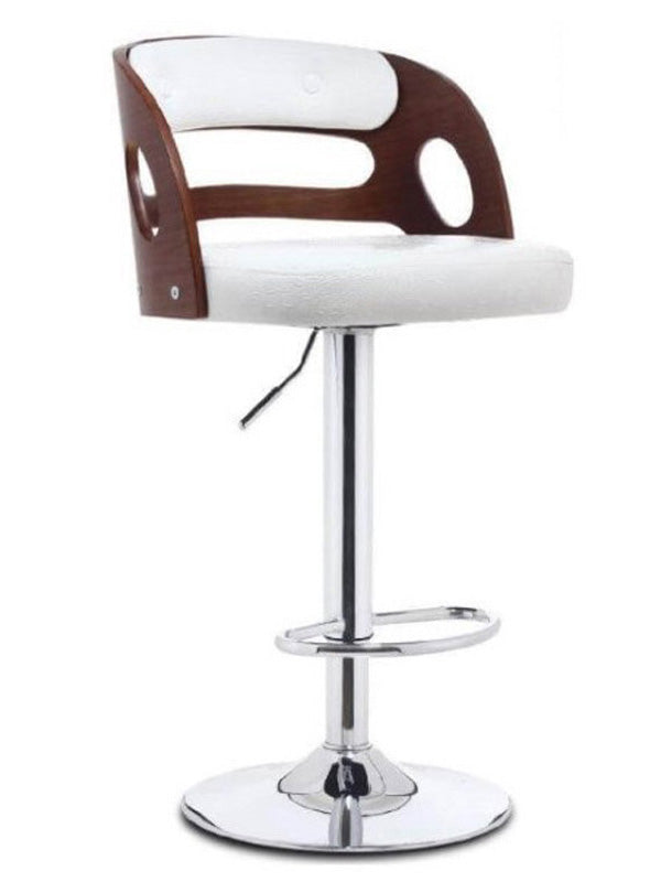 Adjustable Retro Barstool with PU Seat and Wood Backrest