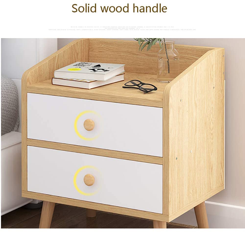 Nightstand Bedside Table – 2 Drawer Wooden Side Table for Bedroom & Living Room
