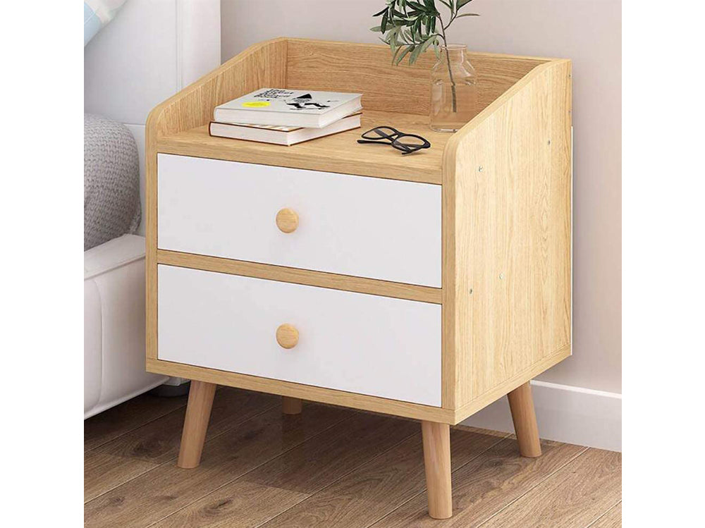 Nightstand Bedside Table – 2 Drawer Wooden Side Table for Bedroom & Living Room