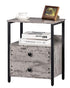 Bedside Table Grey – Industrial Bedside Table with 2 Drawers & Open Shelf, Steel Frame for Bedroom or Dorm