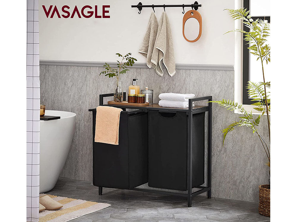 VASAGLE Laundry Basket Rack with Shelf
