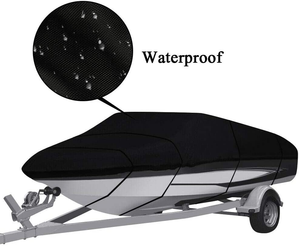 Boat Cover Heavy Duty – Waterproof 600D Boat Cover Black 16–18ft Speedboats