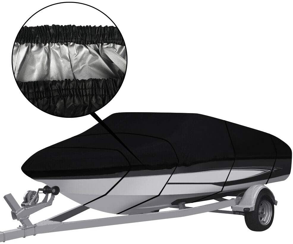 Boat Cover Heavy Duty – Waterproof 600D Boat Cover Black 16–18ft Speedboats