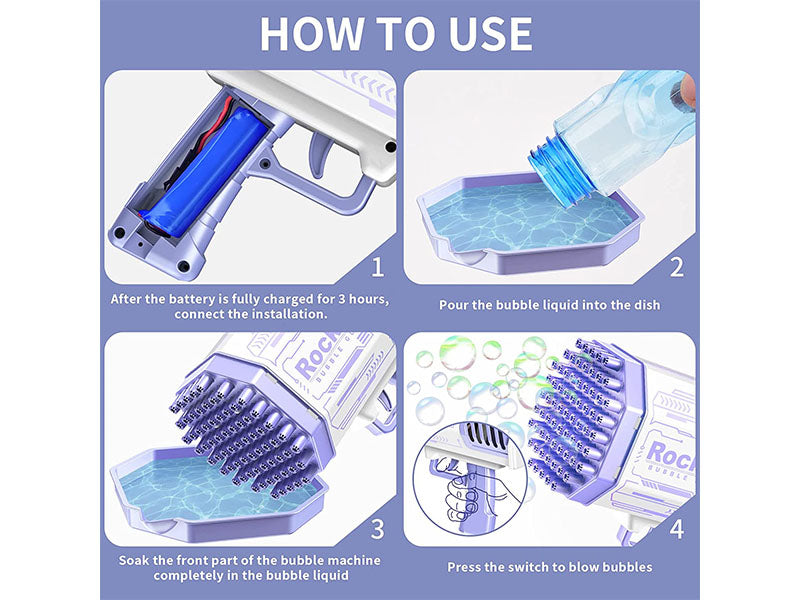 69 Holes Rocket Launcher Bubble Machine with Colorful Lights