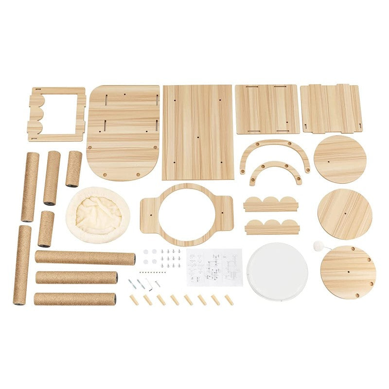 Cat Tower Activity Center Condo - Premium Cat Scratching Post with Sisal, Plush Toys, and Multiple Platforms for Indoor Cats