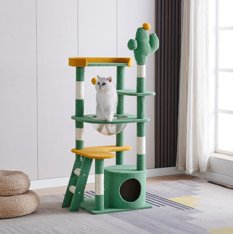 Cat Tree House 144cm Cat Tree House Tower Scratcher Cactus Design