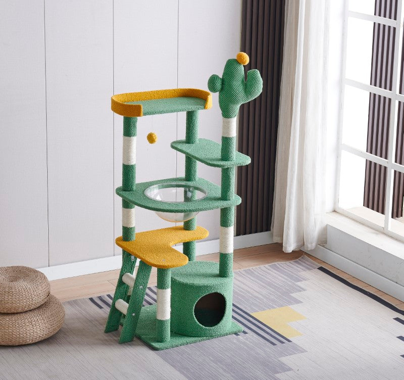 Cat Tree House 144cm Cat Tree House Tower Scratcher Cactus Design