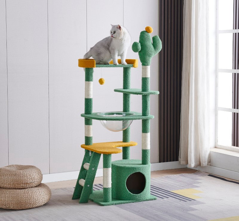 Cat Tree House 144cm Cat Tree House Tower Scratcher Cactus Design